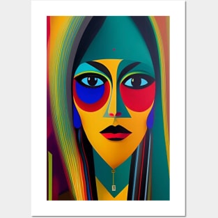 Vintage Abstract Art - Retro Geometric Pattern Face - MAff5 - Modern Art Posters and Art